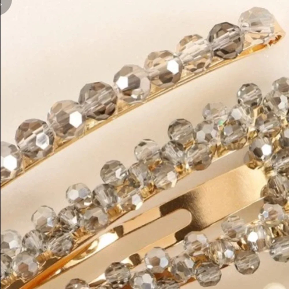 Anthropologie beaded hair clip set crystals new